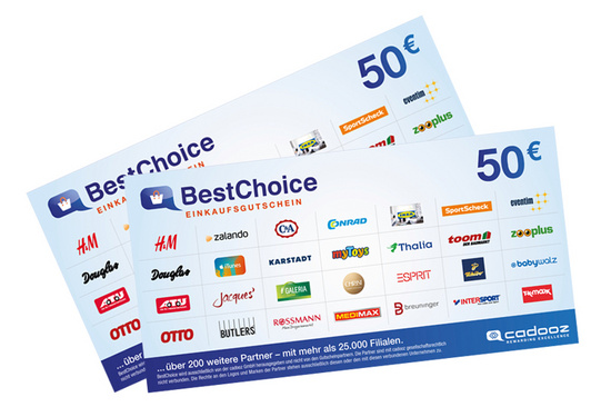 Abbildung von zwei BestChoice-Gutscheinen.