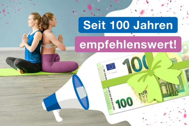 Abbildung mit einem 100-Euro Schein bei Weiterempfehlung. 