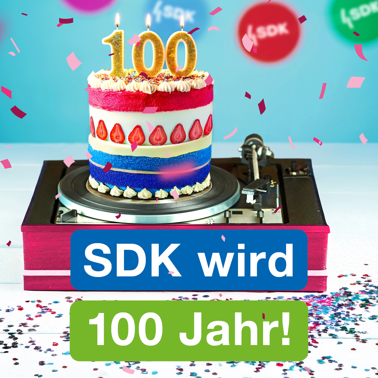 Ein Bild einer Torte zum 100 Jahre Jubiläum der SDK.